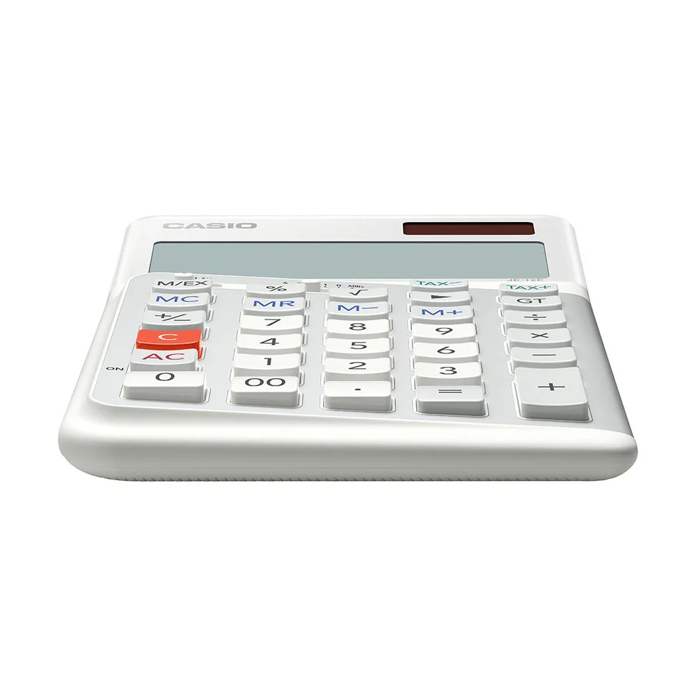 Casio Just/Desk Compact Desk Type Ergonomic Calculator JE-12E-WE (Retail price: $400) - Image 3