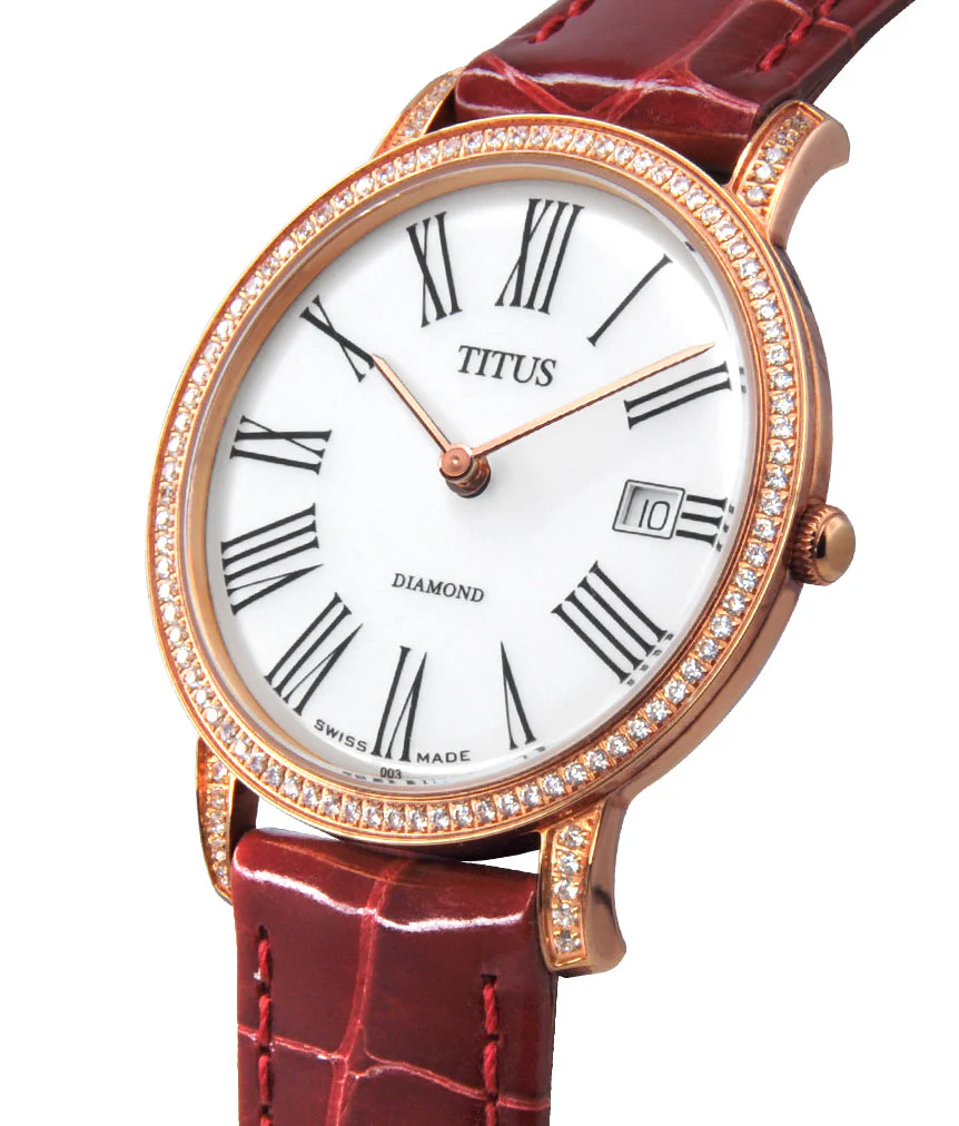 Fair Lady Swiss Made 2 Hands Date Quartz Alligator-skin Diamond Watch (W06-02751-003) - Image 2