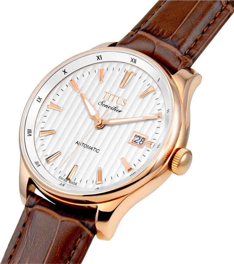 Sonvilier Swiss Made 3 Hands Date Mechanical Leather Watch (W06-02919-004) - Image 2