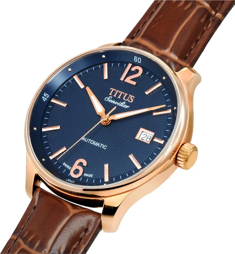 Sonvilier Swiss Made 3 Hands Date Mechanical Leather Watch (W06-02918-004) - Image 2