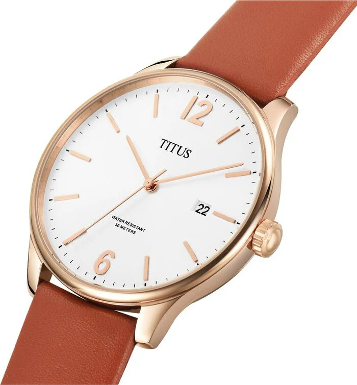 Interlude 3 Hands Date Quartz Leather Watch (W06-02937-006) - Image 2