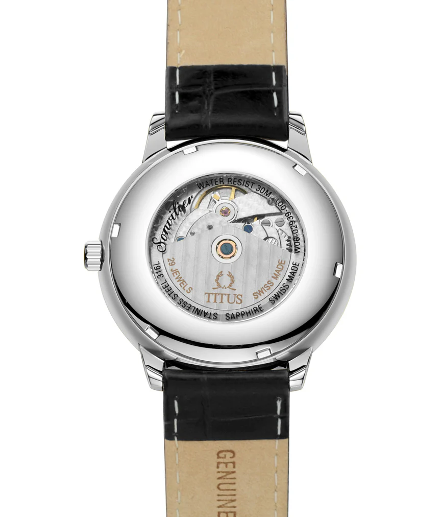 Sonvilier Swiss Made 3 Hands Date Mechanical Leather Watch (W06-02939-001) - Image 3