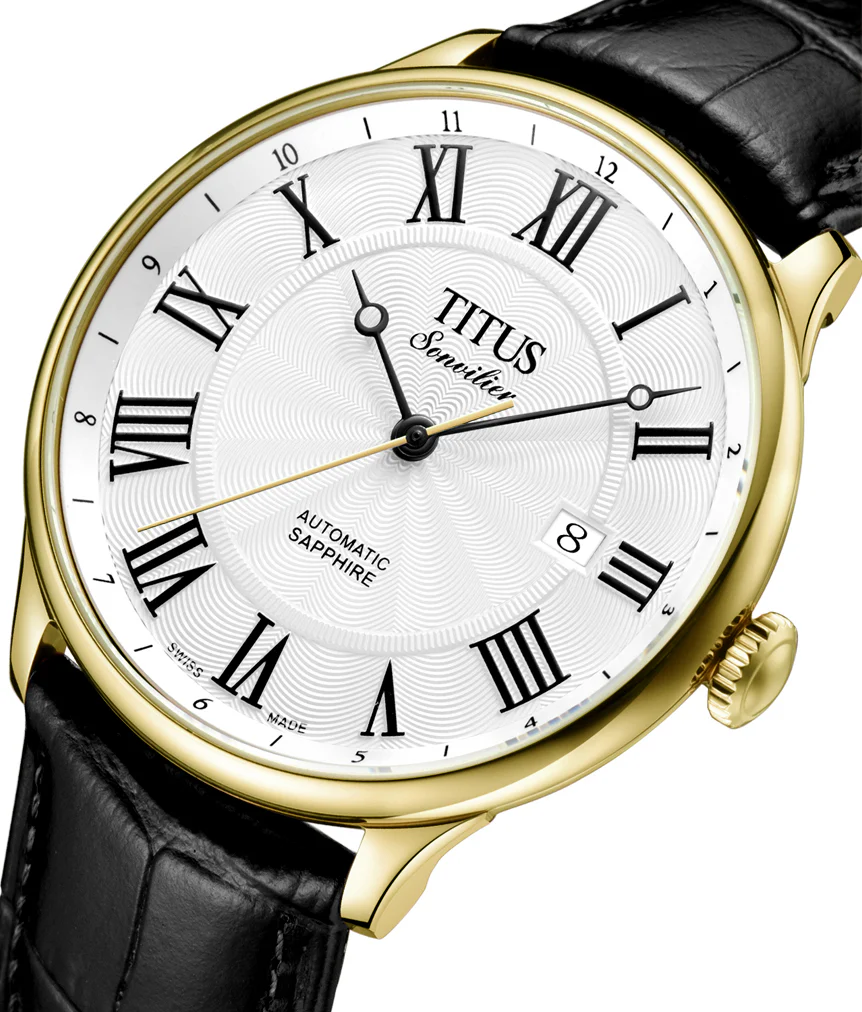 Sonvilier Swiss Made 3 Hands Date Mechanical Leather Watch (W06-02943-003) - Image 2