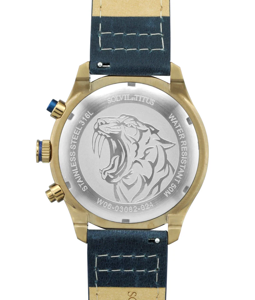 Saber Chronograph Quartz Leather Watch (W06-03082-024) - Image 3