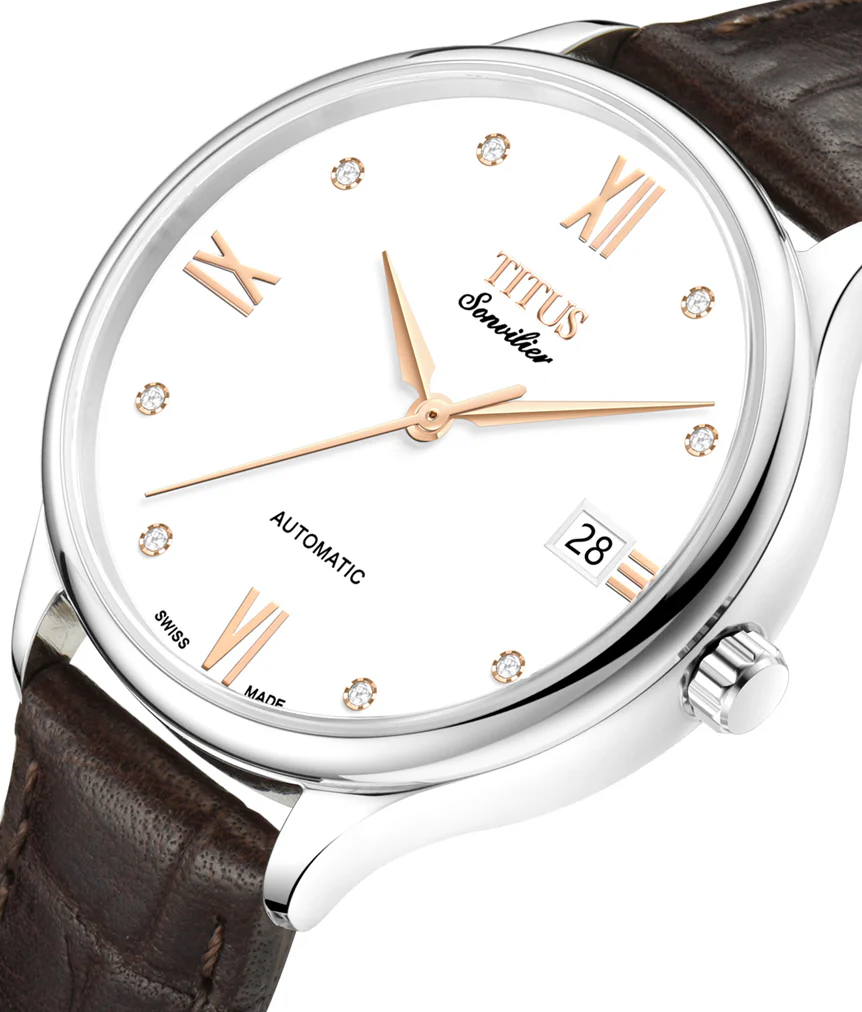 Sonvilier Swiss Made 3 Hands Date Mechanical Leather Watch (W06-03116-005) - Image 2