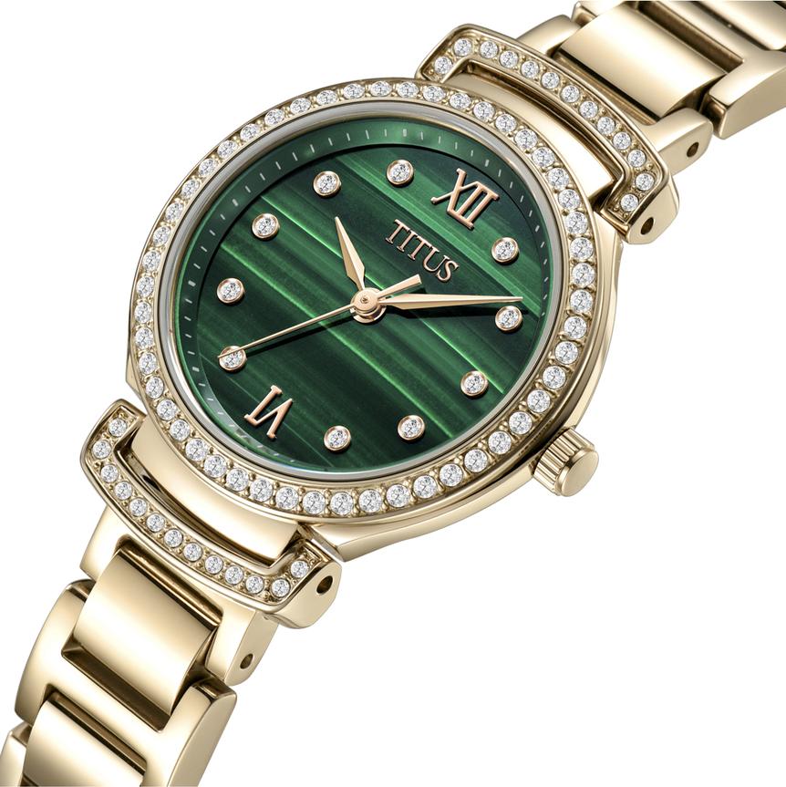 Fair Lady 3 Hands Quartz Stainless Steel Malachite Watch (W06-03215-001) - Image 2