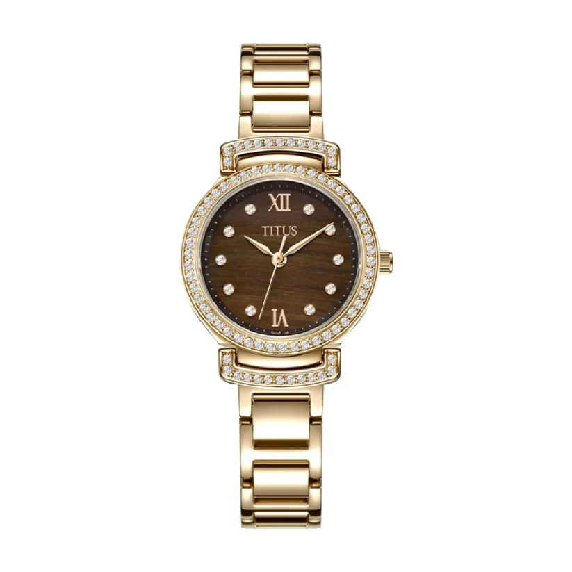 Fair Lady 3 Hands Quartz Tiger Eyes Stainless Steel Watch (W06-03215-002)