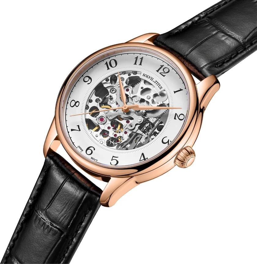 Classic 3 Hands Mechanical Skeleton Stainless Steel Watch (W06-03234-005) - Image 2