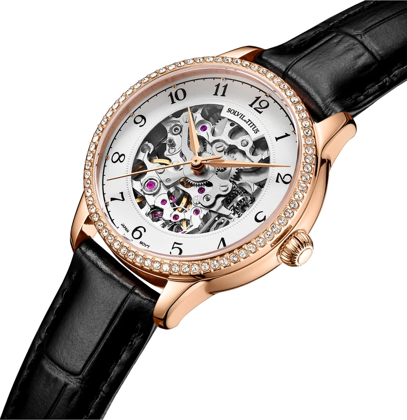Classic 3 Hands Mechanical Skeleton Stainless Steel Watch (W06-03235-006) - Image 2