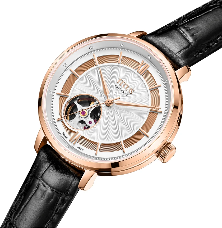 Enlight 3 Hands Mechanical Skeleton Leather Watch (W06-03278-004) - Image 2